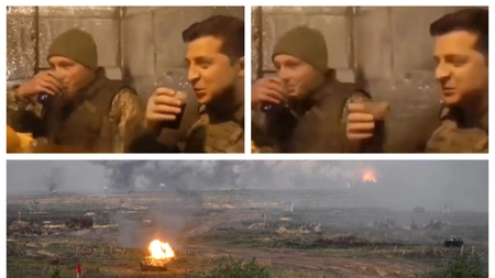 Ce s-a observat în imaginile transmise din buncărul în care stă Volodimir Zelenski. Ce ține lângă el eroul Ucrainei