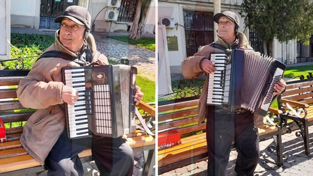 Culai Târșu, acordeonistul care a cântat 18 ani la ”Bolta Rece”, a ajuns să cânte de plăcere pe Bulevardul Ștefan cel Mare și Sfânt, din Iași