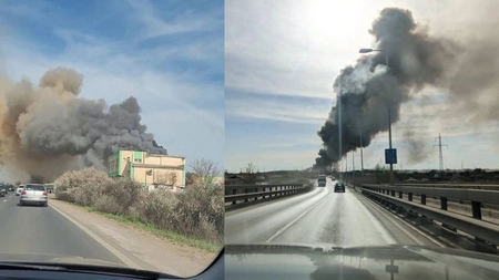 Incendiu la o fostă fabrică de țigări la ieșire din Timișoara. Ro-Alert a emis avertizări - FOTO