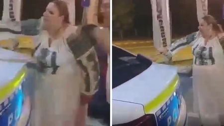 Senatoarea de Iași, Diana Șoșoacă, filmată în timp ce spală o mașină de poliție - FOTO, VIDEO