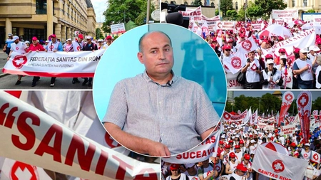 Aproximativ 150 de ieșeni, membri ai Sindicatului Sanitas, au protestat în fața Guvernului României