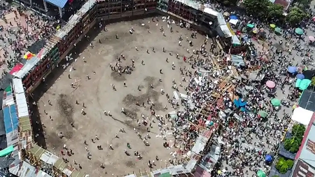 Sute de persoane rănite după ce o peluză de la o coridă s-a prăbușit în Columbia -FOTO, VIDEO