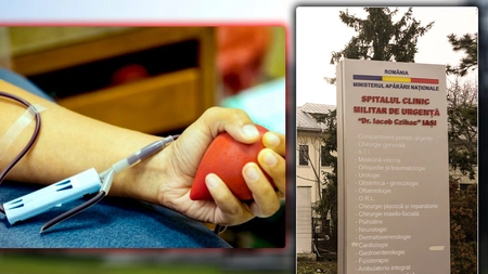 Este urgentă nevoie de sânge, grupa 01 Rh Negativ, pentru un pacient oncologic internat în stare gravă la Spitalul Militar Iași