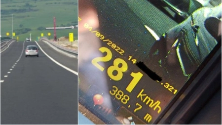 Record de viteză în România. Un şofer a fost prins cu 281 de km/h pe autostrada A1