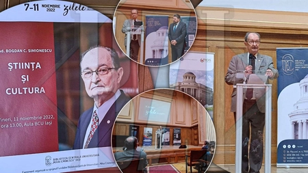 Invitat special la Zilele Bibliotecii Centrale Universitare „Mihai Eminescu” Iași! Academicianul Bogdan Simionescu, despre relația dintre știință și cultură - GALERIE FOTO