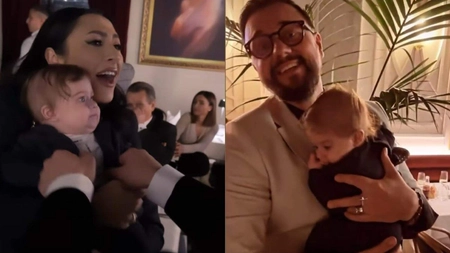 Andra și Cătălin Măruță, nașii de botez ai lui Pepe. Ce ținute spectaculoase au purtat cei doi