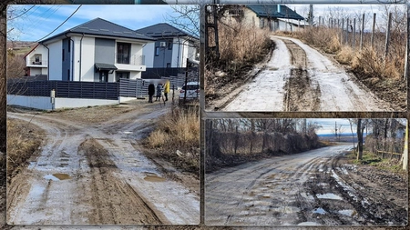 Strada Ciprian Porumbescu din zona Bucium este îngropată în noroi. Locuitorii au nervii întinși că nu există trotuare: „Nu ai unde să te ferești de mașini”