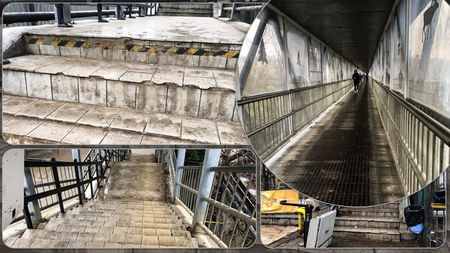 Pasarela pietonală Alexandru cel Bun a început să se deterioreze din nou. „Arată oribil. Parcă nici nu a fost modernizată” - FOTO