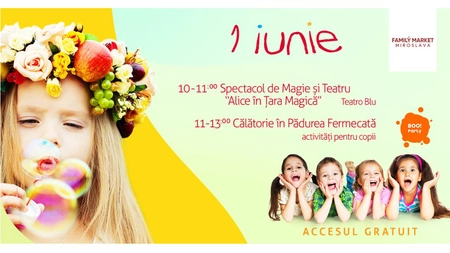 Spectacole de magie, teatru de păpuşi, jocuri și concursuri, de Ziua Copilului, la Family Market Miroslava și Family Market Bucium!