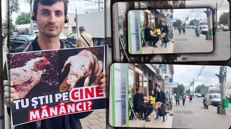 L-ați văzut vreodată prin oraș? Acest tânăr a împărțit lumea în două. Iată ce mesaj transmite în fața restaurantelor celebre din Iași - FOTO