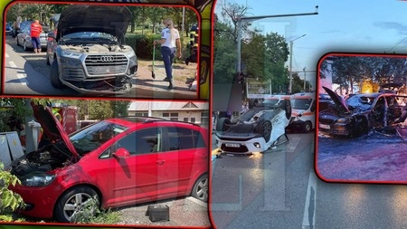 Ce se întâmplă în traficul din Iași? Zeci de accidente s-au petrecut în ultimele zile. Doar în zona podului Nicolina, două autoturisme s-au răsturnat - FOTO