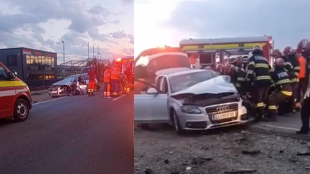 Accident rutier în județul Iași. O persoană a rămas încarcerată după ce a intrat cu autoturismul într-un stâlp din localitatea Gâștești - VIDEO, UPDATE