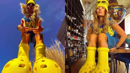 Delia a surprins din nou cu o pereche de cizme MSCHF's Crocs Big Yellow. De data aceasta a intrat sub lupa Ralucăi Bădulescu