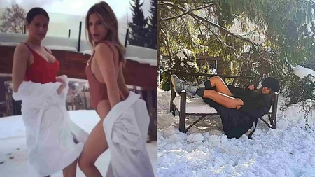 Ce vedete s-au pozat în costum de baie în zăpadă. „Mi-am luat căciulă cu blană ca să nu răcesc”