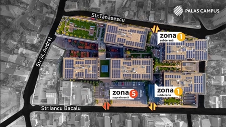 Noi locuri de parcare disponibile pentru public, în centrul orașului, la Palas Campus