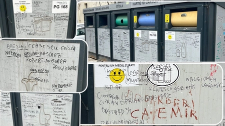 Fotografii incredibile, surprinse într-un cartier din Iași! Mesaje deocheate, scrise între vecini pe ghenă - FOTO