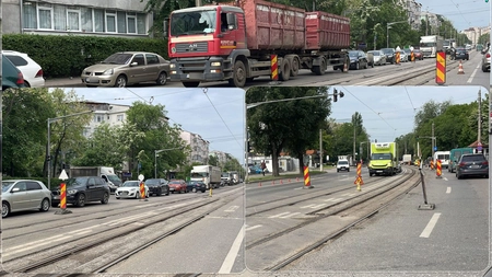 Lucrările de la liniile de tramvai au dat peste cap traficul din Canta! Șoferii au căutat disperați alternative pentru a scăpa de aglomerație - FOTO/VIDEO