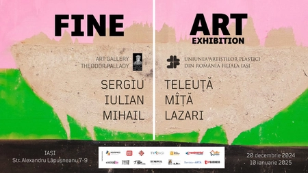 12 din 1.740 INVITAȚIE la expoziția intitulată „ FINE ART EXHIBITION” semnată de artiștii SERGIU TELEUȚĂ, IULIAN MÎȚĂ, MIHAIL LAZARI.
