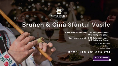 După un Revelion de poveste, vine Sfântul Vasile de povestit! Motel Bucium vă așteaptă la două evenimente gastronomice unice, Brunch-ul și Cina festivă