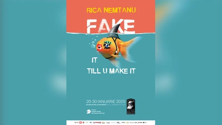 Invitație expoziție intitulată FAKE IT TILL U MAKE IT semnată de artista Rica Nemțanu, Galeria de Artă 