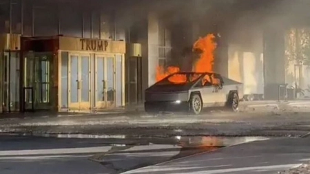 Momentul în care Tesla Cybertruck explodează în fața hotelului lui Donald Trump a fost surprins de camerele de supraveghere