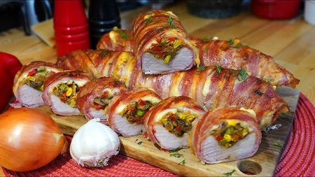 Mușchiuleț de porc umplut cu carne tocată, o rețetă unică, dar simplu de gătit
