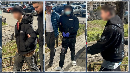 Încătușați, dar cu zâmbetul pe buze! Trei puști au stat o noapte în arest, după ce au tâlhărit un copil căruia i-au smuls telefonul din mână. Acesta a fost debutul lor în lumea infractorilor