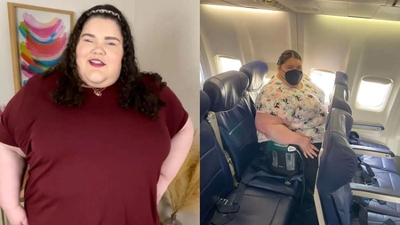 Este supraponderală și nu încape pe scaunele din avion! Acum cere în disperare donații pentru „cauza ei”
