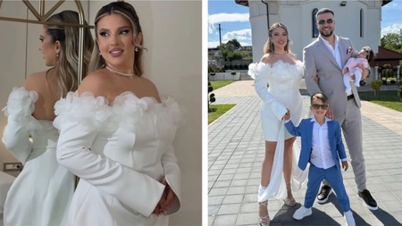 Cât costă rochia purtată de Daniela Sterp la botezul fiicei sale. Soția lui Culiță Sterp a întors toate privirile