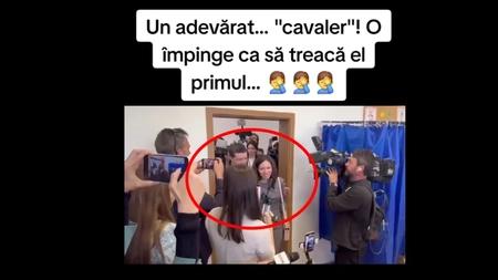 Nicușor Dan bădăranul își împinge concubina în secția de votare pentru a trece el primul! Dovadă de nesimțire și lipsă de respect