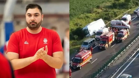 Filmul complet al accidentului de pe A2, în care a fost implicat un autocar. Un tânăr a zburat prin geam în momentul impactului