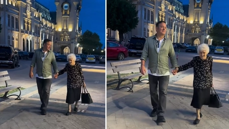 Imagini emoționante cu Daniel Buzdugan și mama lui la vârsta de 90 de ani! Au mers de mână la Palatul Culturii Iași