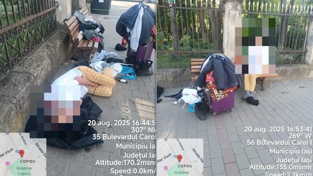 Numărul persoanelor fără adăpost continuă să crească! Un bărbat a venit cu trolerul plin de haine, să trăiască pe străzile din Iași