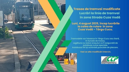 De astăzi încep lucrările la linia de tramvai Cuza Vodă – Târgu Cucu. Modificări importante în transportul public din Iași