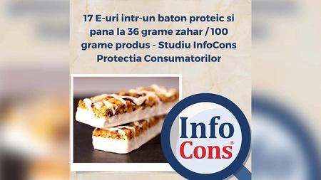 Batoanele proteice din România conțin până la 17 E-uri și 36 g zahăr pe 100 g produs, conform unui studiu InfoCons