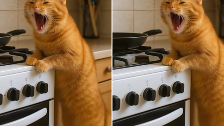 Pisica s-a comportat ciudat toată seara. Șuiera, mieuna și nu se depărta de aragaz