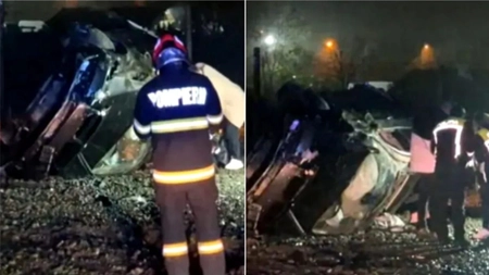 O cântăreață de muzică populară s-a răsturnat cu mașina în Târgu-Jiu. Cum s-a produs accidentul