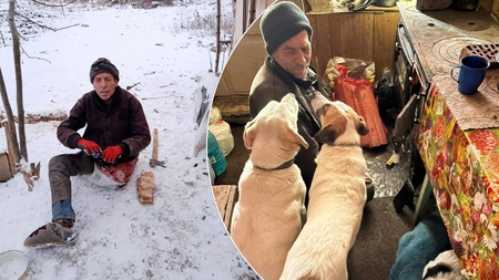 Ștefan Chelaru, un bărbat cu un picior amputat, supraviețuiește într-o baracă improvizată de el însuși din materiale de construcție aruncate de alții: „Trebuie să te bucuri de orice îți dă Dumnezeu”