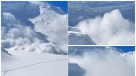 Avalanşă de mari dimensiuni la Bâlea Lac, în Făgăraş. Imaginile surprinse de un turist la peste 1.800 metri