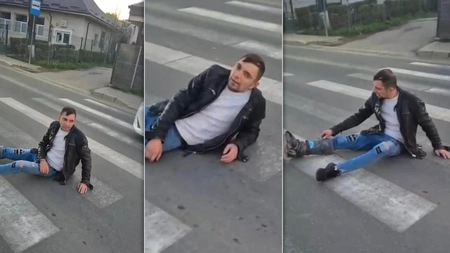 Un bărbat din Iași se aruncă în fața mașinilor, pe trecerea de pietoni, pentru a șantaja șoferii. Oamenii l-au reclamat imediat la poliție - UPDATE
