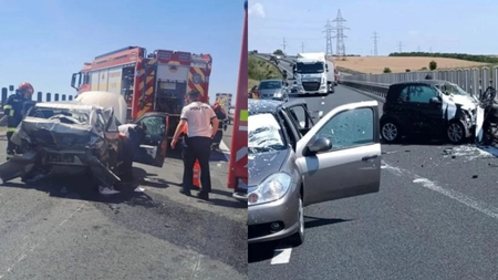 Grav accident rutier pe Autostada A1 după o coliziune! Trei persoane au fost rănite în urma impactului