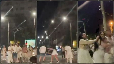 Imagini incredibile! Iașul, de râsul lumii: bătaie în alb în Târgu Cucu. „Clanurile” s-au pălmuit în stradă. Urlete, înjurături și o intersecție blocată