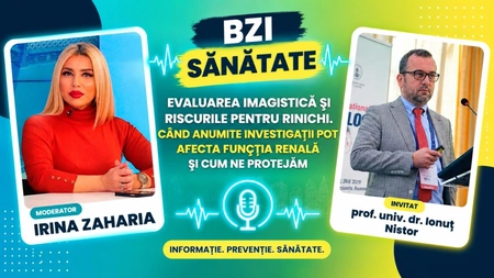 LIVE VIDEO - Evaluarea imagistică și riscurile pentru rinichi. Când anumite investigații pot afecta funcția renală și cum ne protejăm, aflăm la emisiunea BZI LIVE, de la invitatul prof. univ. dr. UMF Iași Ionuț Nistor, medic nefrolog în cadrul Spitalului “C. I. Parhon“ Iași