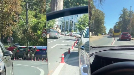 Calvar pentru șoferi pe aleea Mihail Sadoveanu din Copou, după montarea popicelor! Un drum de 10 minute este parcurs în peste jumătate de oră