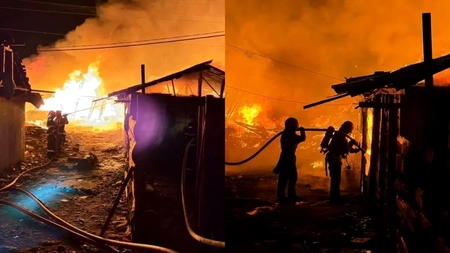 Incendiu puternic în Baia Mare! Mai multe locuințe improvizate au ars, iar pompierii nu exclud o mână criminală