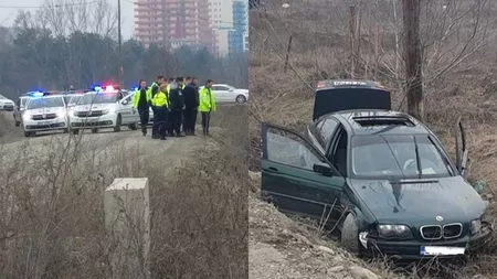 Exclusiv! Șoferul unui BMW a trecut cu 114 kilometri pe oră pe lângă radar și a gonit cu polițiștii pe urmă! A abandonat pe câmp mașina în care era un colet suspect!