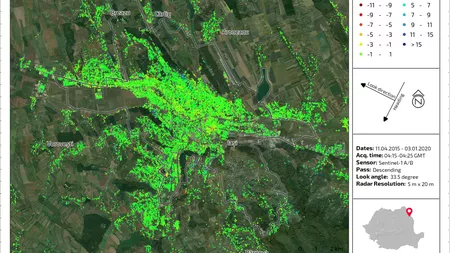 Zonele din Iași care o iau la vale. Deplasarea terenului, observată din satelit de o companie românească - HARTĂ