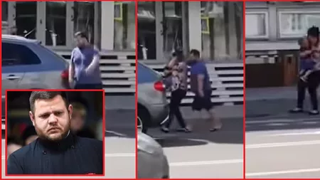 Un preot din Bacău și-a bătut soția în centrul orașului. Femeia se afla cu copilul în brațe - Video