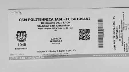 Bilete virtuale pentru meciurile Politehnicii Iași, de pe teren propriu