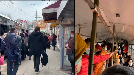 Călătorii se calcă în picioare! Distanța fizică este dată uitării în autobuze și tramvaie! Conducerea CTP a declarat că nu sunt reguli stricte în acest sens: 